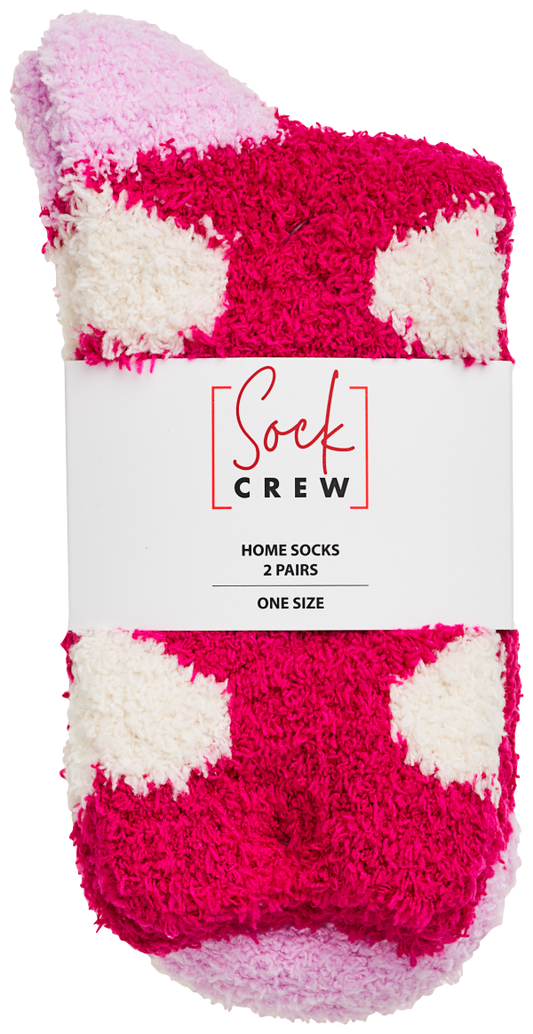 Women's Fluffy Socks Heart/Solid 2pk