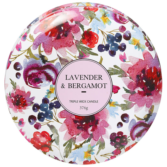 Print Tin 3-Wick Candle Bright Botanica