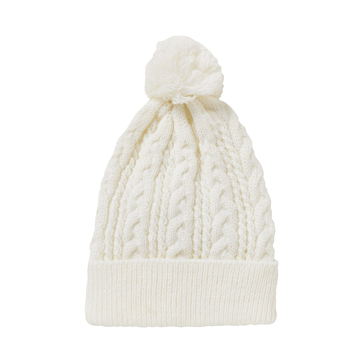 Cable Pom Pom Beanie Snow