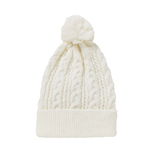 Cable Pom Pom Beanie Snow