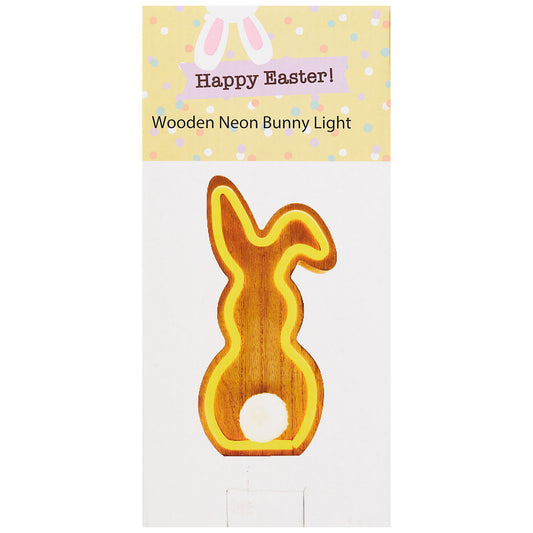 Wooden Neon Bunny Light