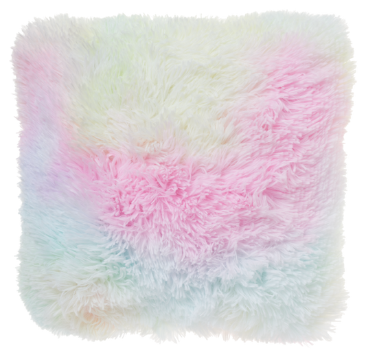 Fluffy Cushions 40cm Rainbow/Grey