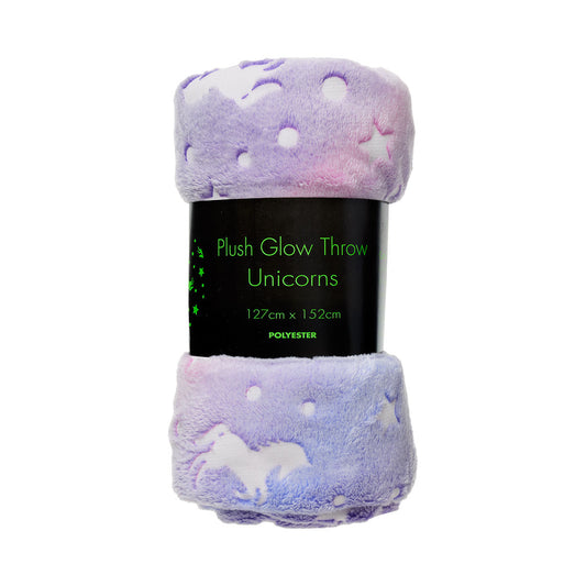 Plush Glow Throw Unicorns