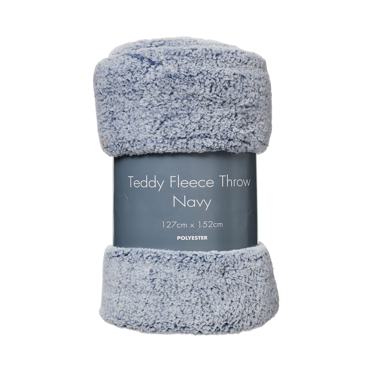 Teddy Fleece Throw TwoTone 127x152cm Navy The Reject Shop