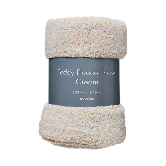 Teddy Fleece Throw Two-Tone 127x152cm Cream