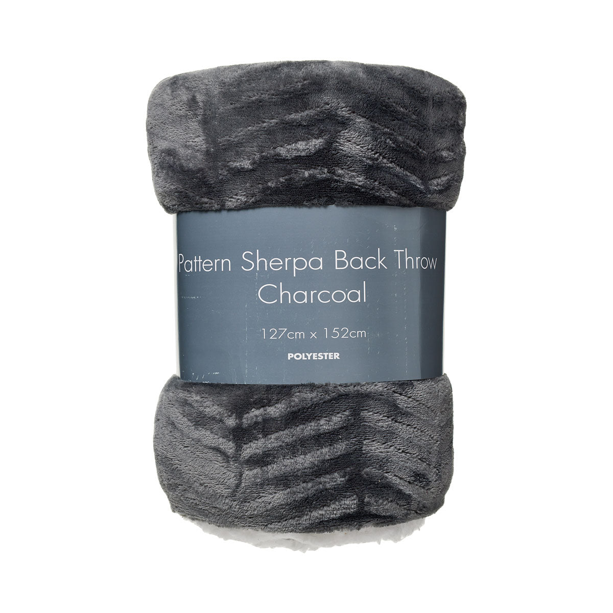 Patterned Throw Sherpa-Backed 127x152cm Charcoal