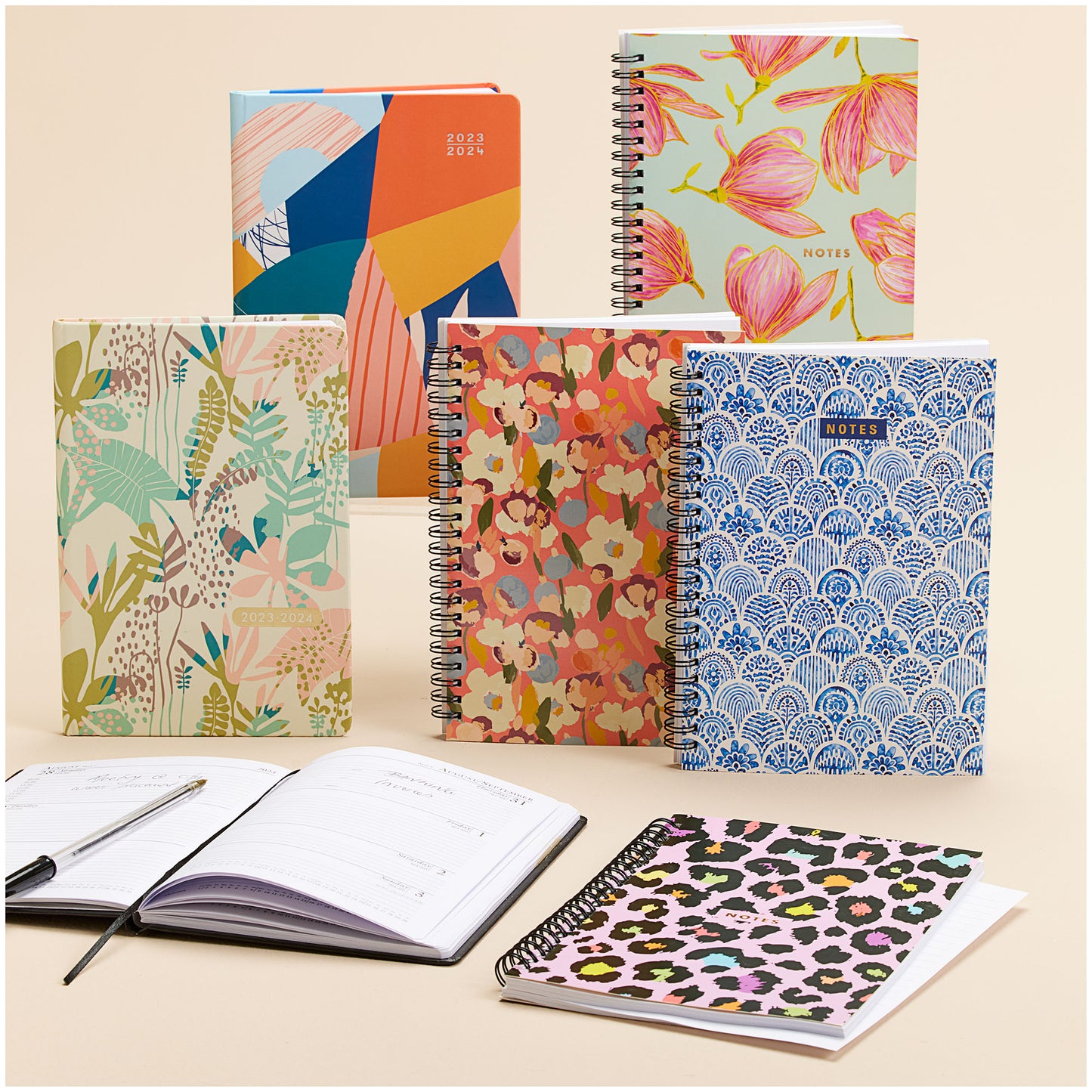 A5 Diary 2023/2024 Week View Tropical Leaves
