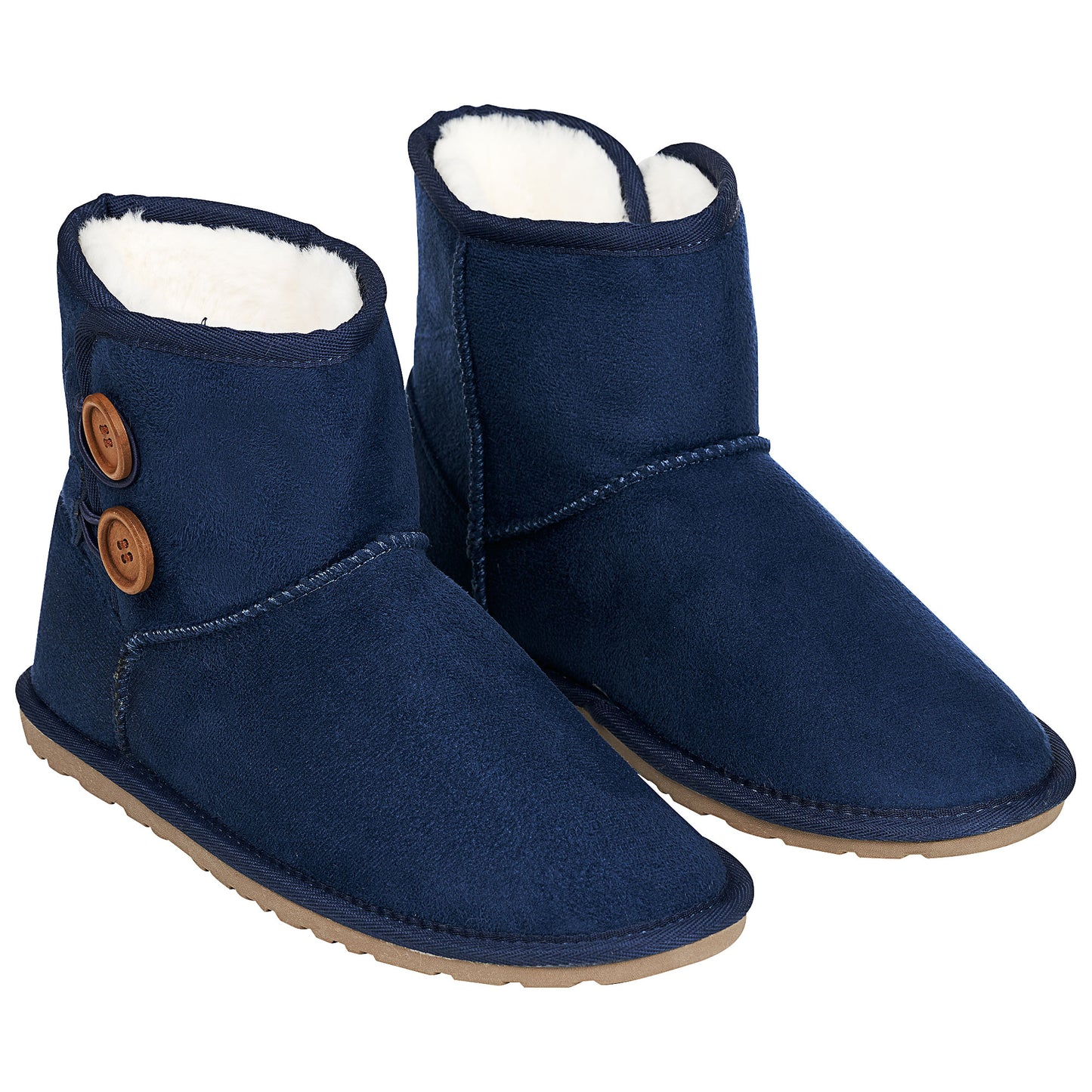 Women's Button Slipper Boots Navy
