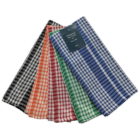 Checked Cotton Tea Towels 5Pk