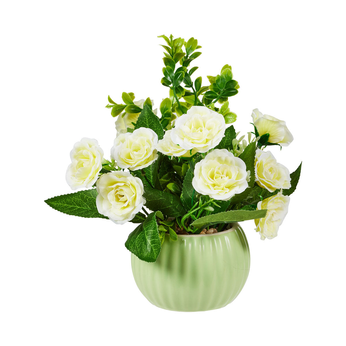 Faux Roses in Ceramic Pot Assorted