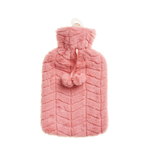 Hot Water Bottle 2L & Faux Fur Cover Pink