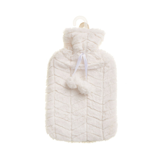Hot Water Bottle 2L & Faux Fur Cover Cream