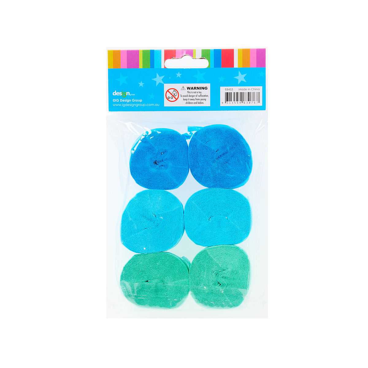 Streamers Pastel Blues 6pk