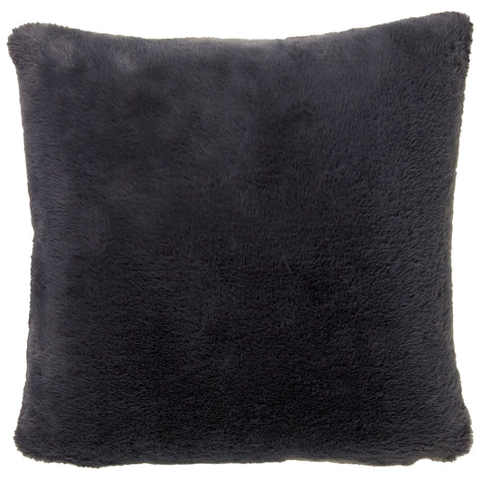 Luxe Fur Cushion 45x45cm Charcoal/Green