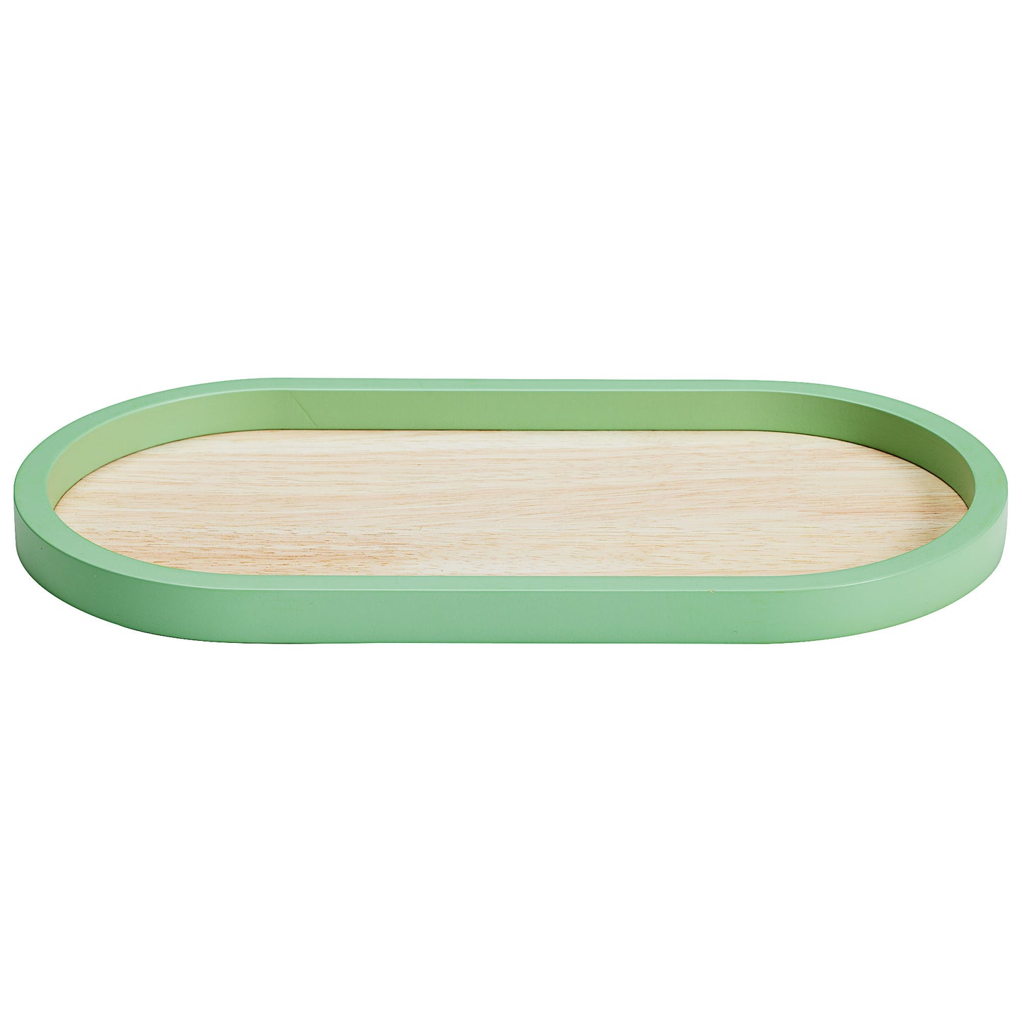 Oval Tray Colour Trim White/Green