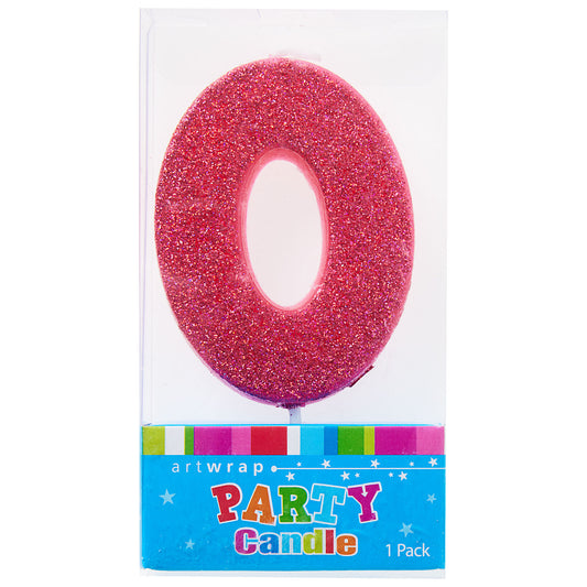 Artwrap Number 0 Glitter Candle - Pink