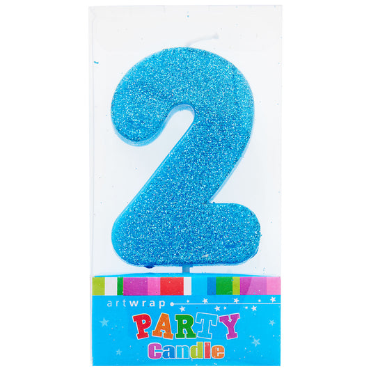 Artwrap Number 2 Glitter Candle - Blue