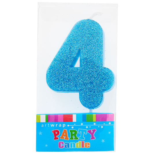 Artwrap Number 4 Glitter Candle - Blue