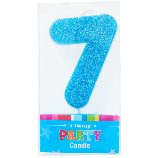 Artwrap Number 7 Glitter Candle - Blue