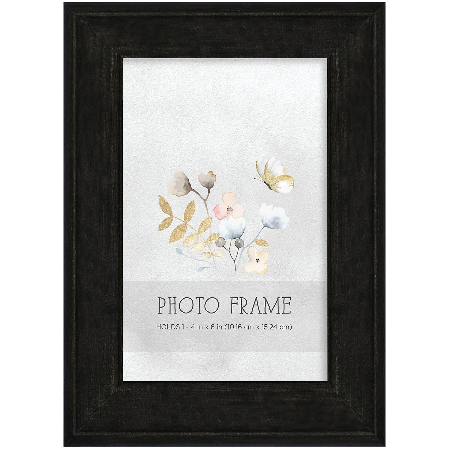 Wood Look Photo Frame Whitewash/Black 4x6"