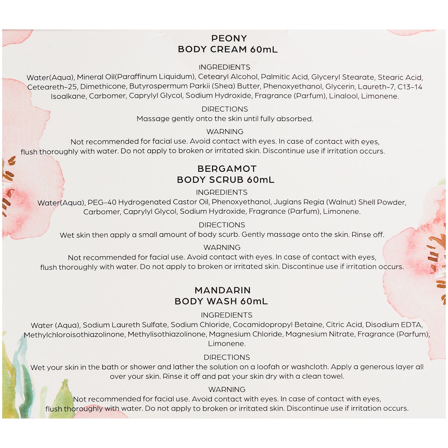 Floral Bouquet Body Treats Set 60mL
