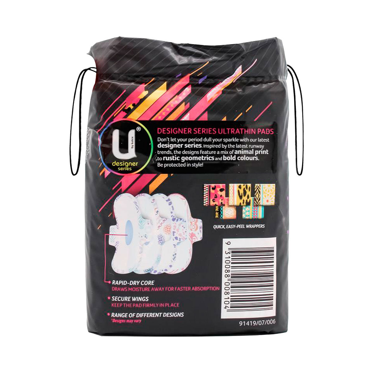 U By Kotex Designer Series Ultra Thins Pads Super Wing 10 Pack