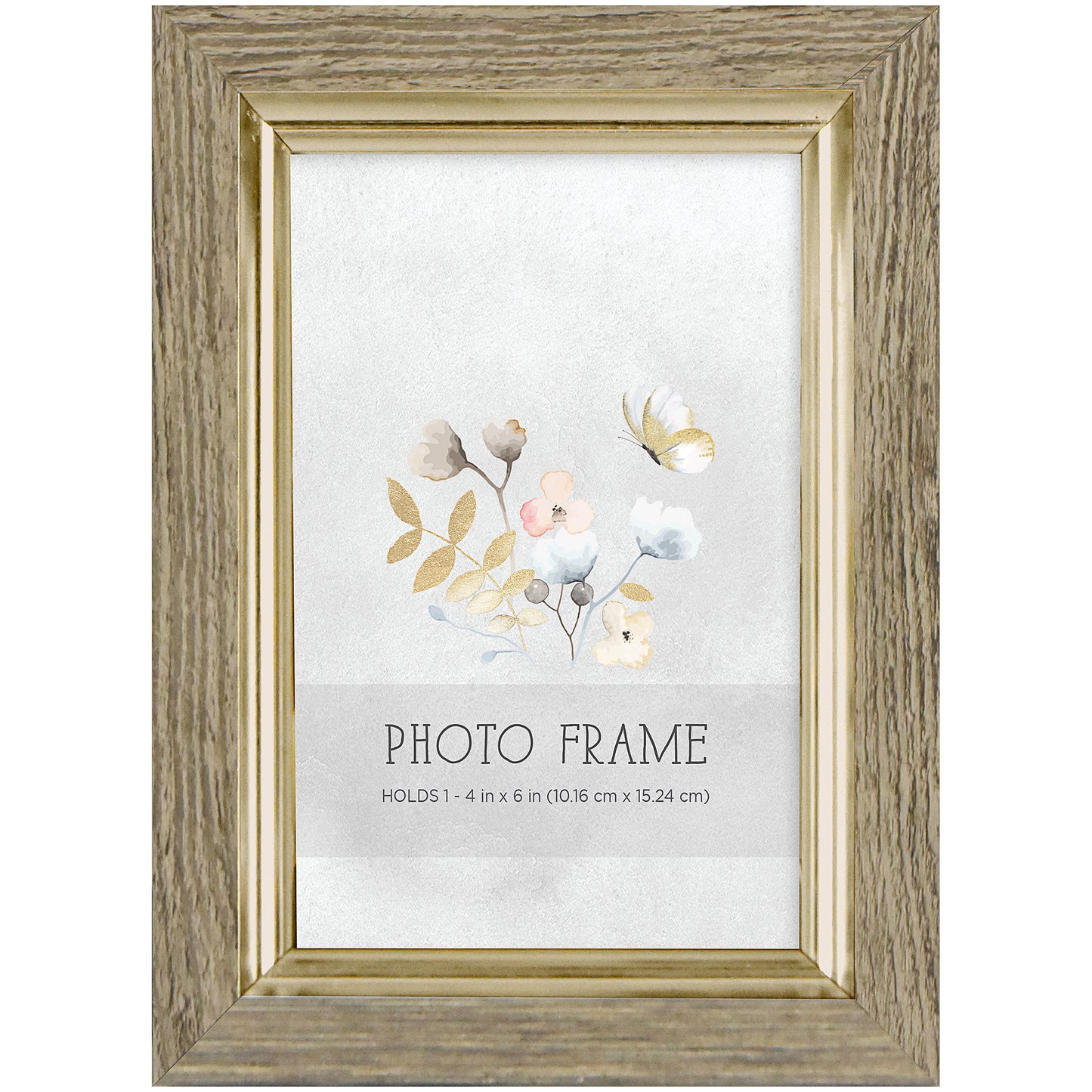 Barnwood Look Photo Frame Silver/Gold 5x7"