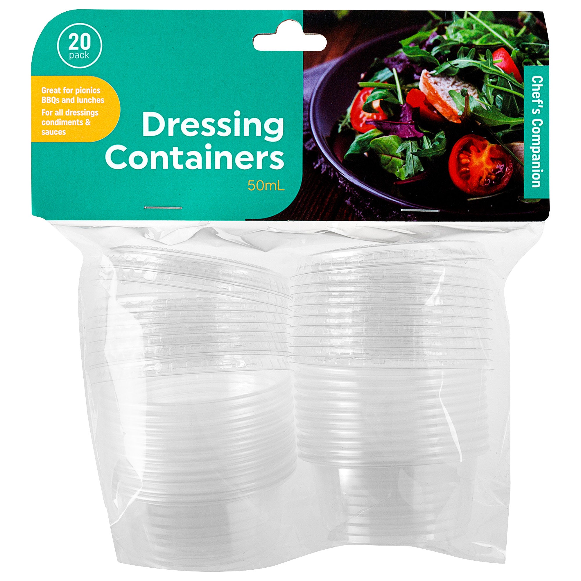 Plastic Dressing Container Clear 50mL 20pk The Reject Shop