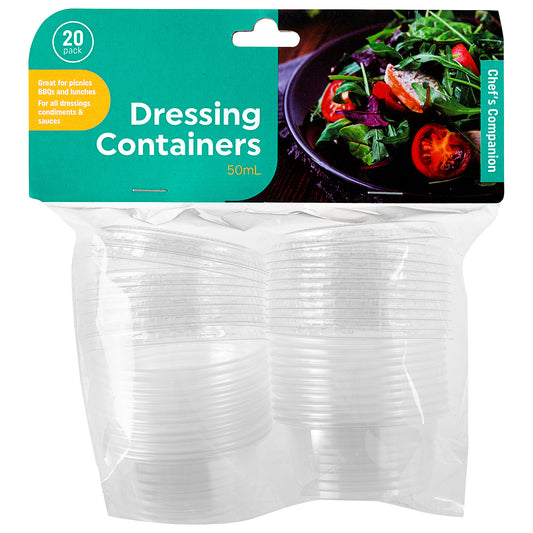 Plastic Dressing Container Clear 50mL 20pk