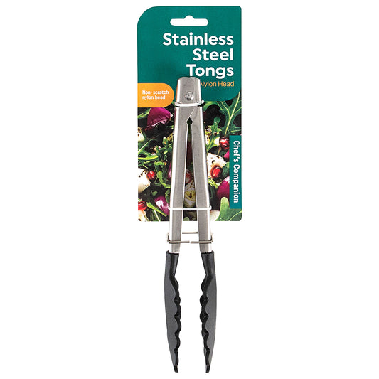 Stainless Steel Tongs with Nylon Head 9"