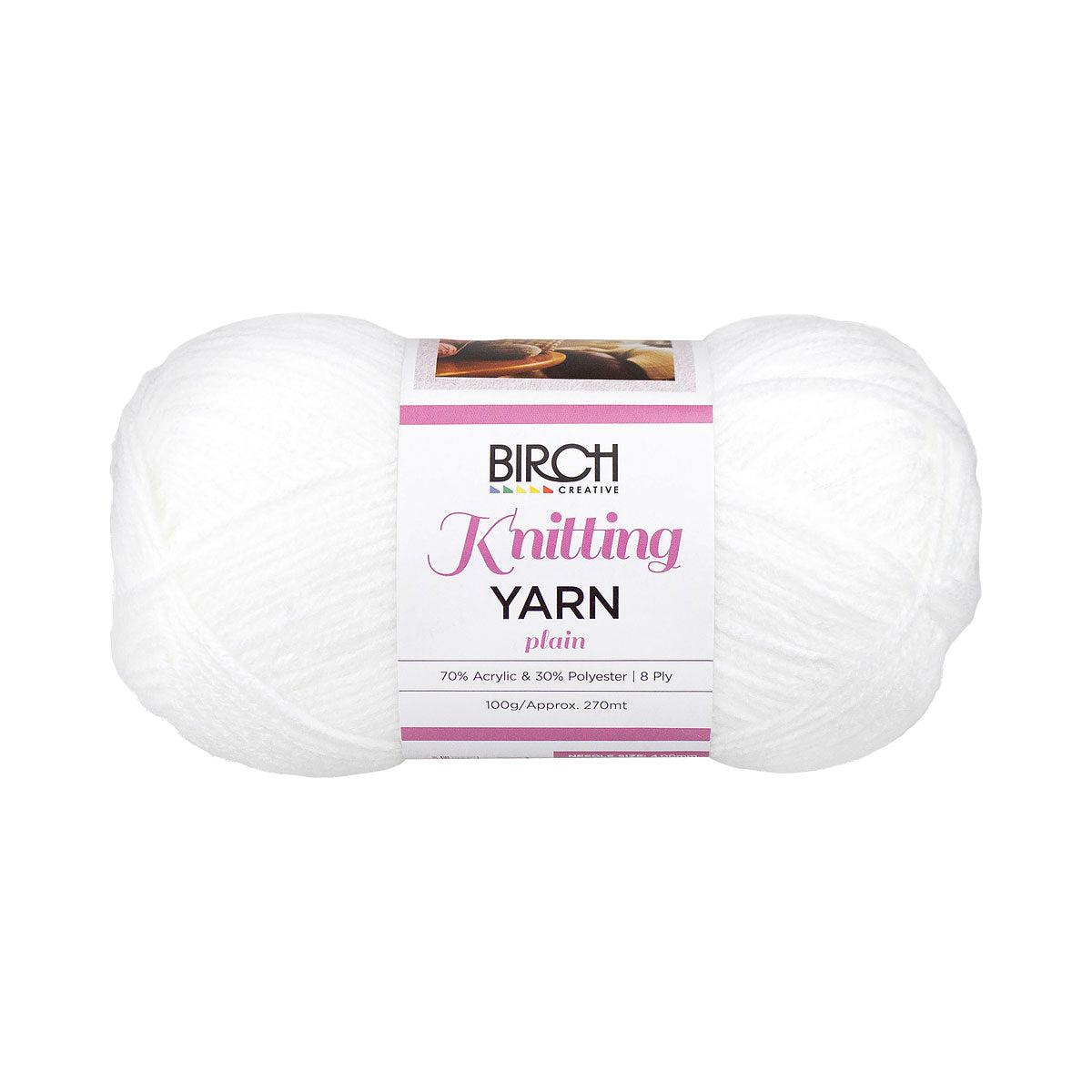 Birch Knitting Yarn White 100g