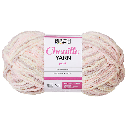 Birch Yarn Chenille Print Pink Clay