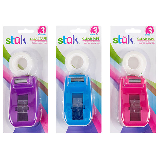 Packing Tape Dispensers with 2 Rolls Assorted Colours