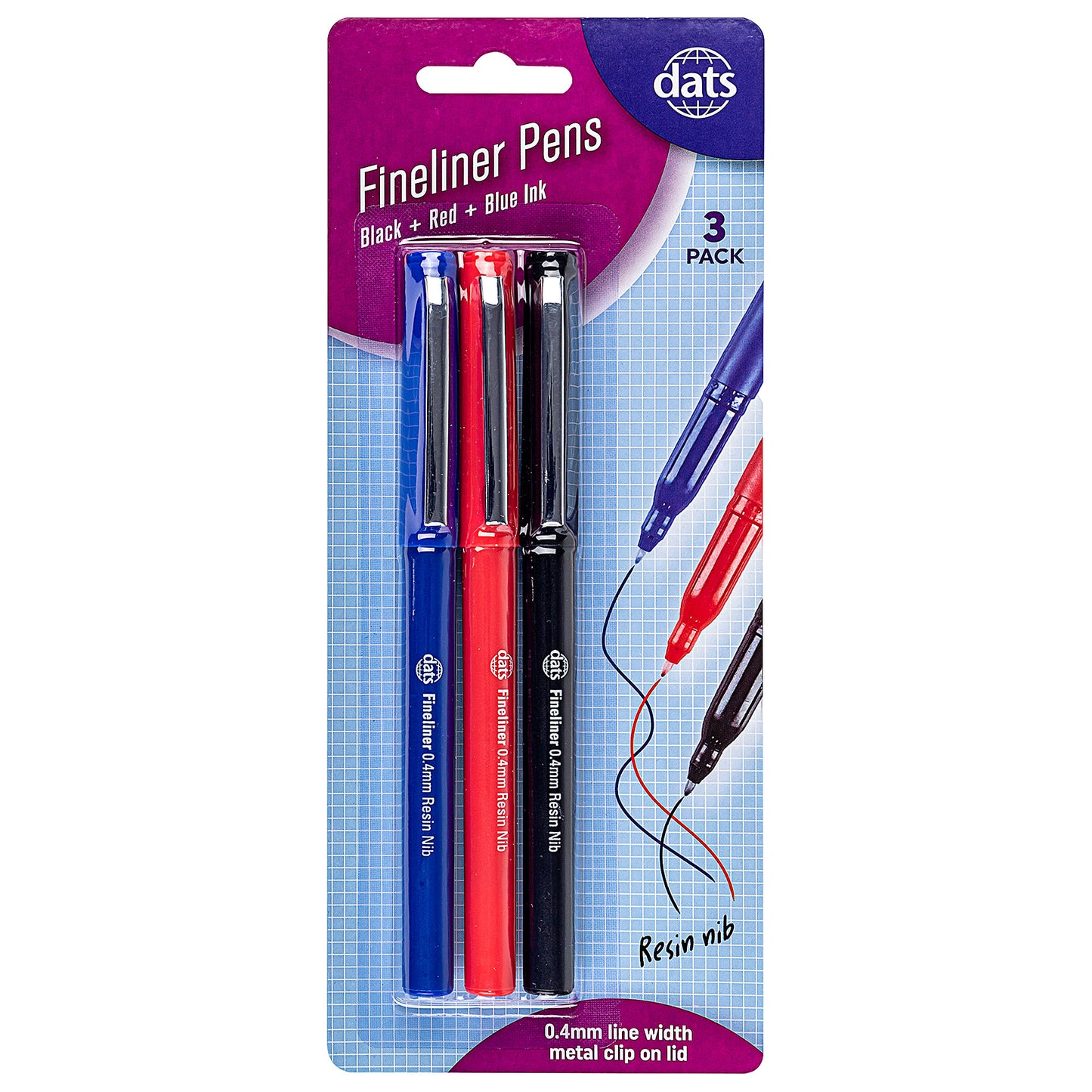 Fineliner Pens Assorted Colours 3pk