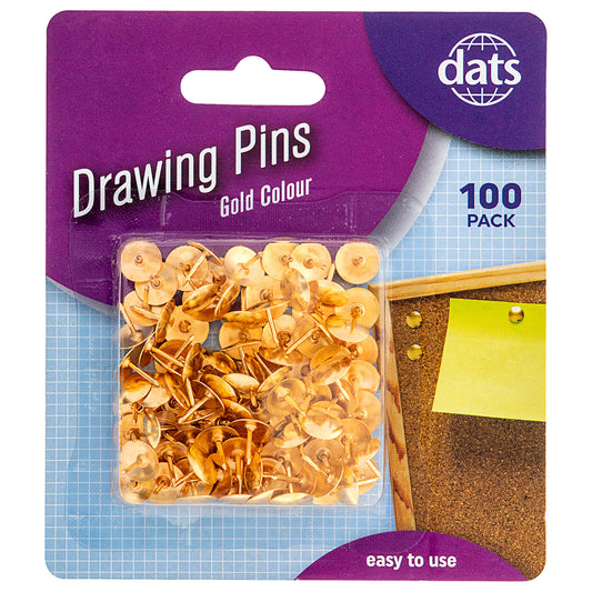 Drawing Pins Gold 100pk