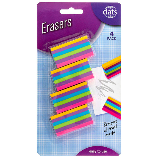 Eraser Rainbow Design 4pk