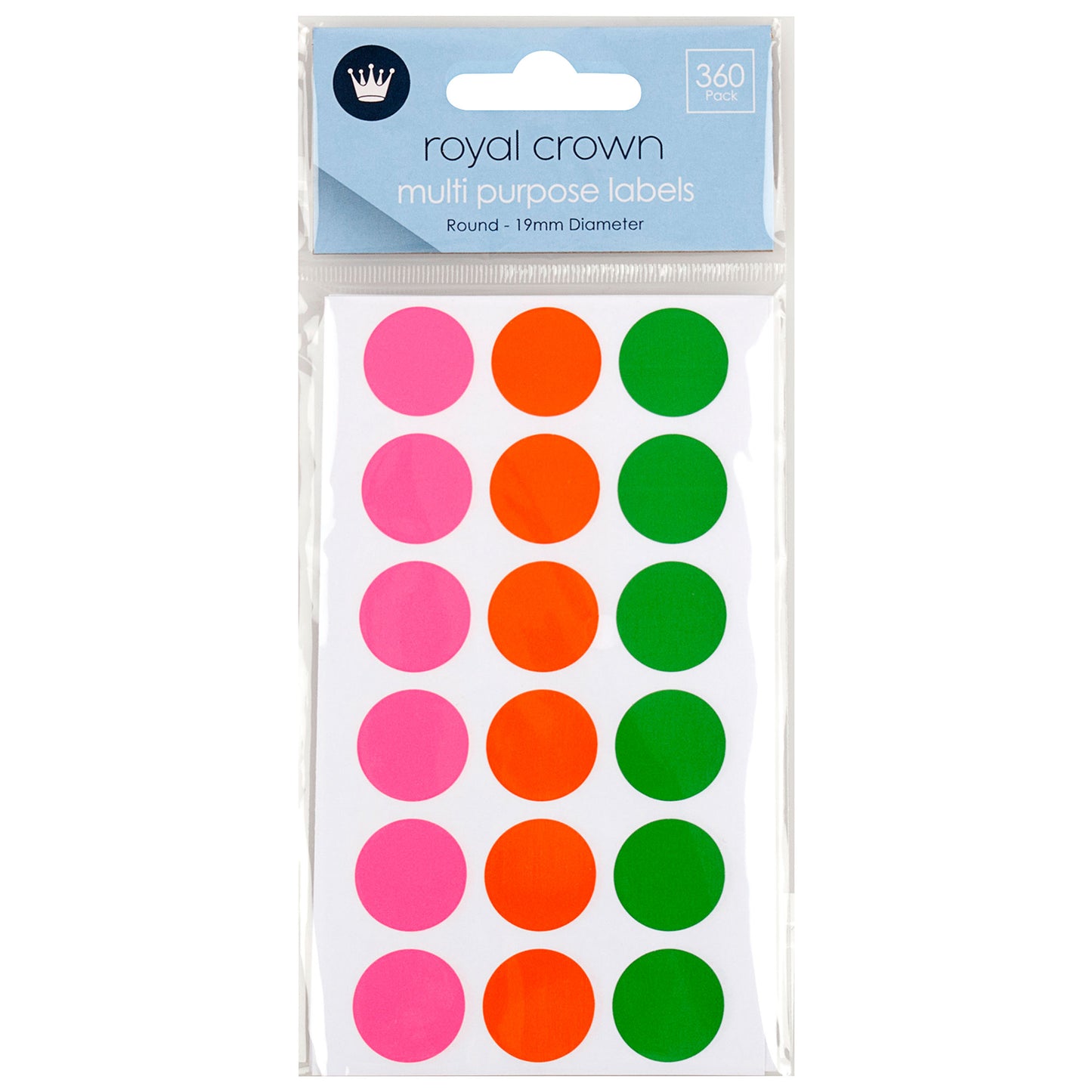 Multi Purpose Labels Round Assorted Colours 19mm 360pk