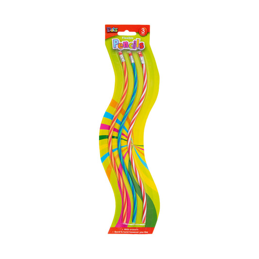 Curly Flexible Pencil with Eraser 3pk