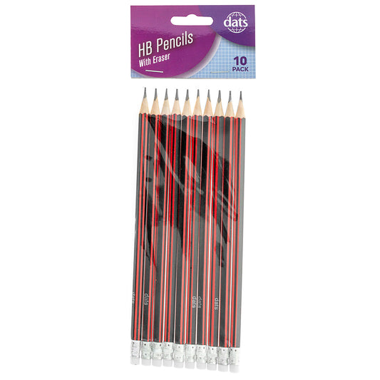 Barrel HB Pencil with Eraser Black/Red 10pk