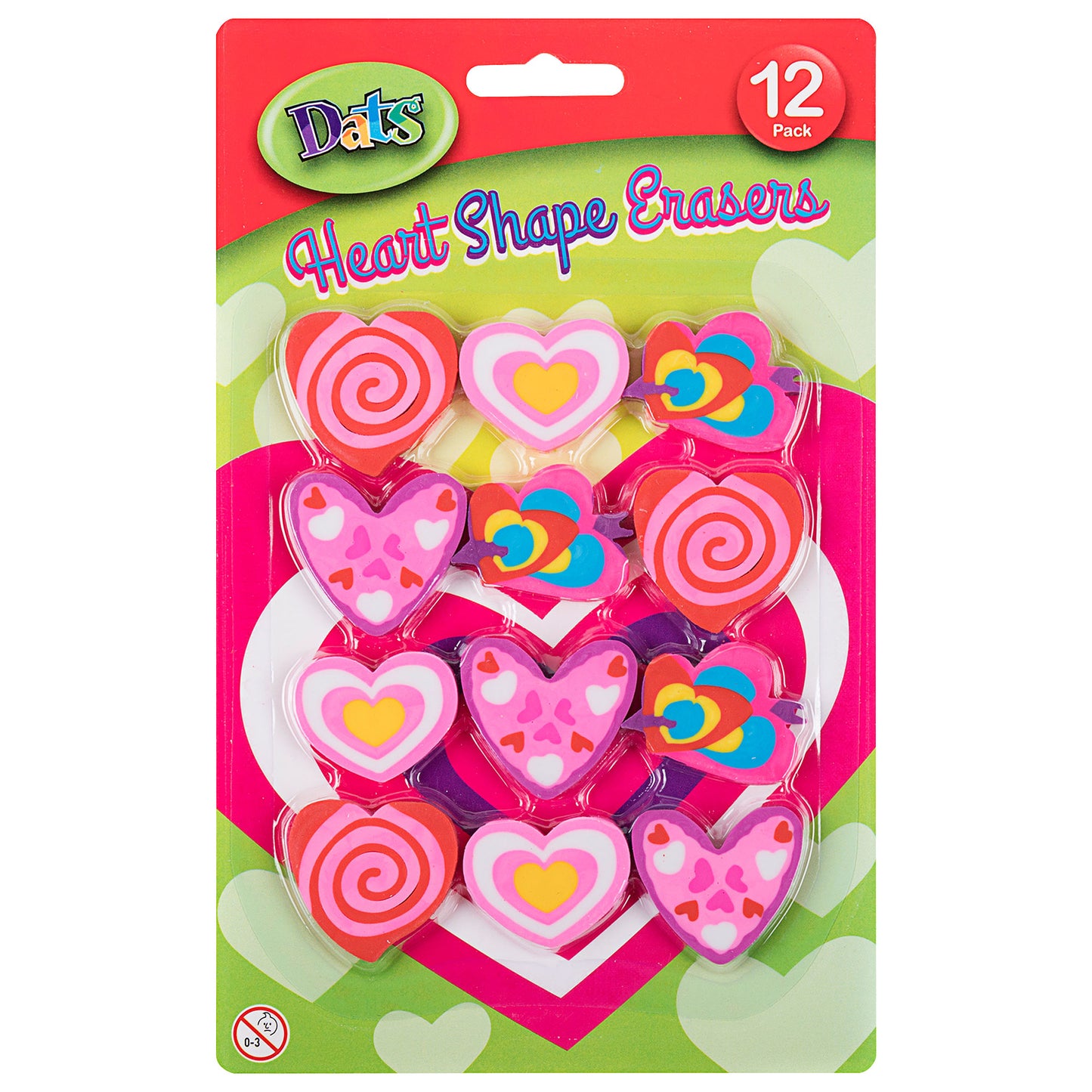Eraser Heart Shaped 12pk