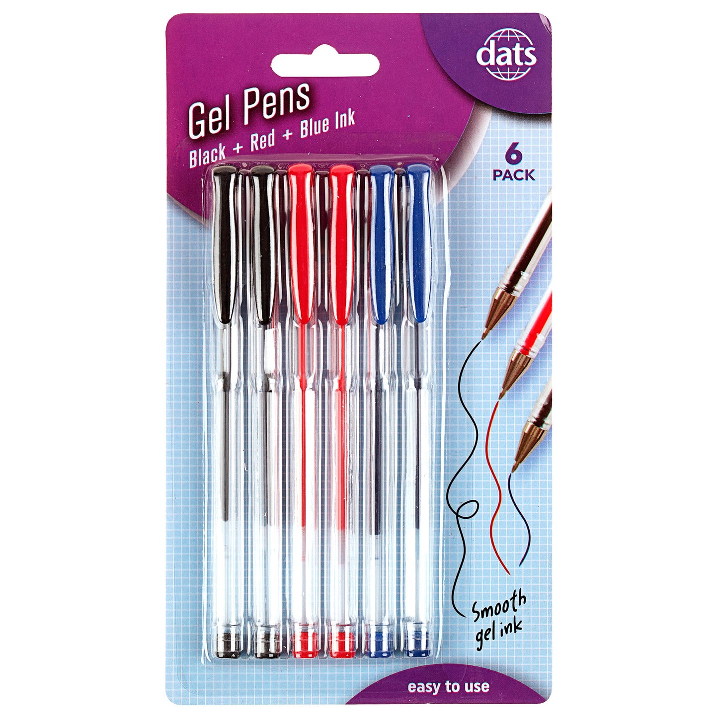 Gel Pens Assorted Colours 6pk