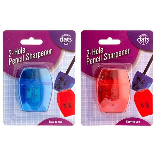2 Hold Pencil Sharpener Cylinder Shape Assorted Colours