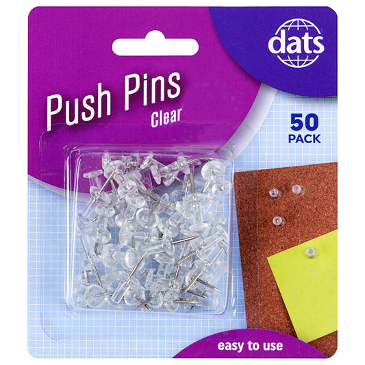 Push Pins Clear 50pk