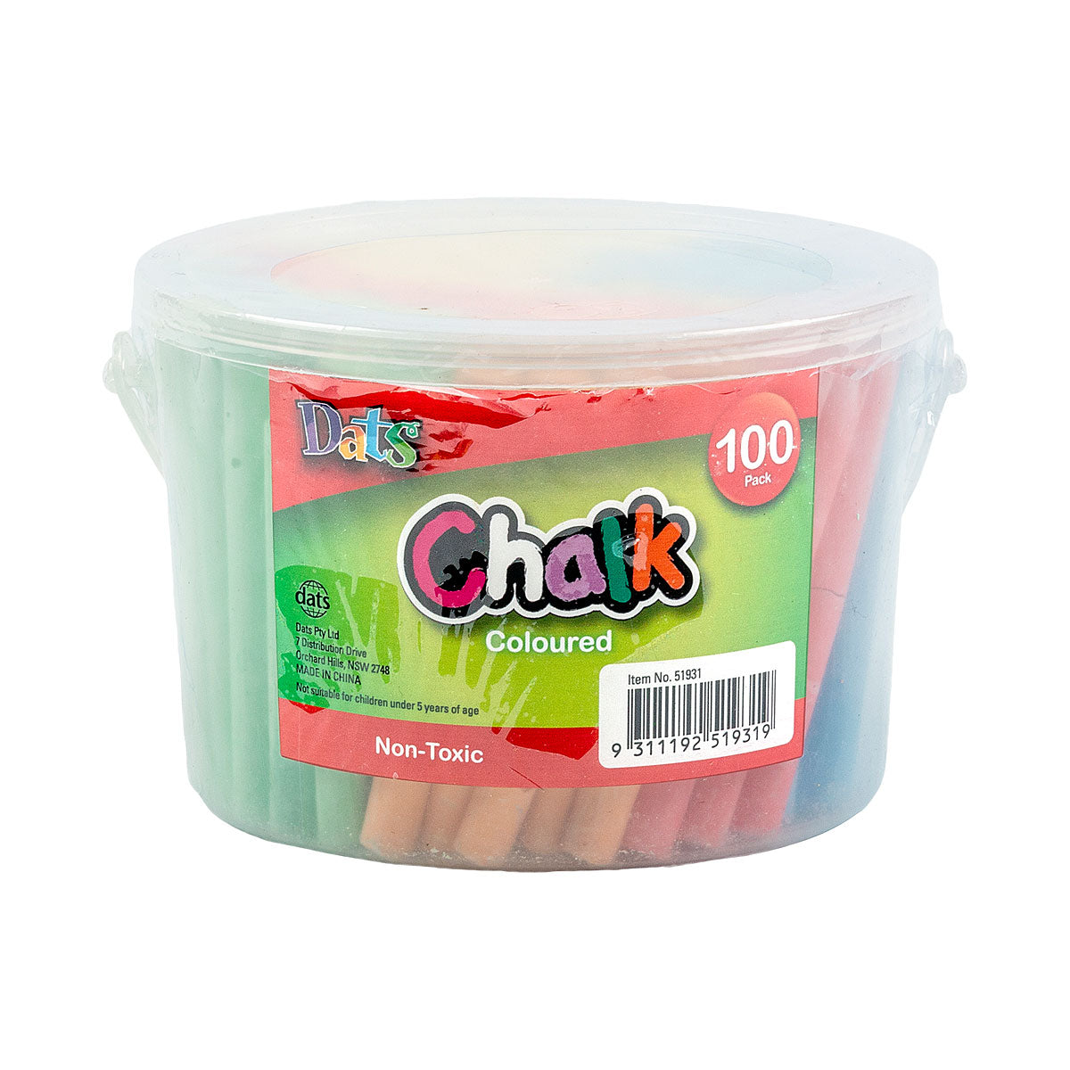 Chalk Assorted Colours Bucket 100pk