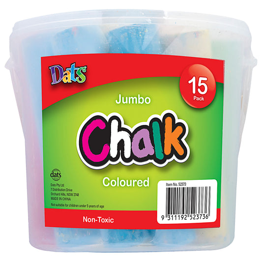 Chalk Jumbo Assorted Colours Bucket 15pk
