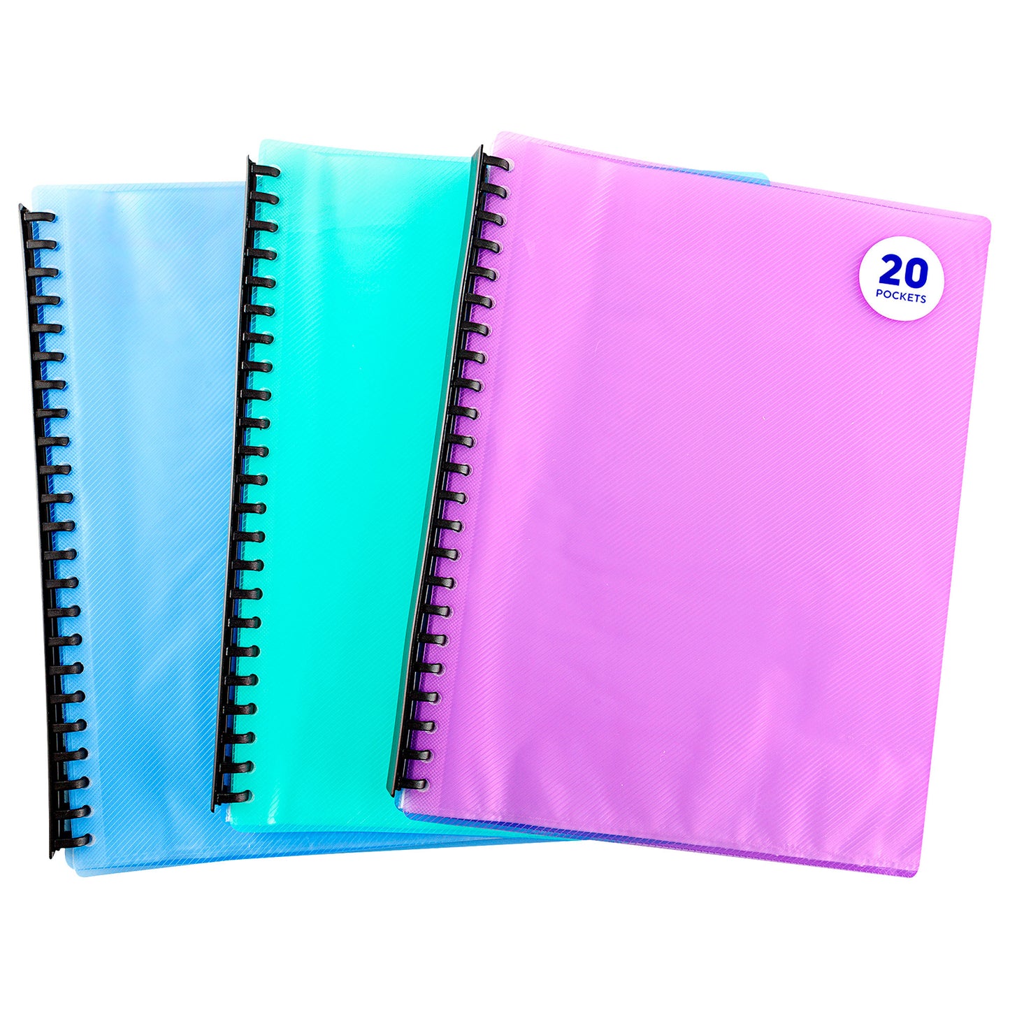 Display Book Transparent A4 20 Pocket Assorted Colours