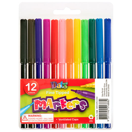Dats Fine Tipped Markers 12pk