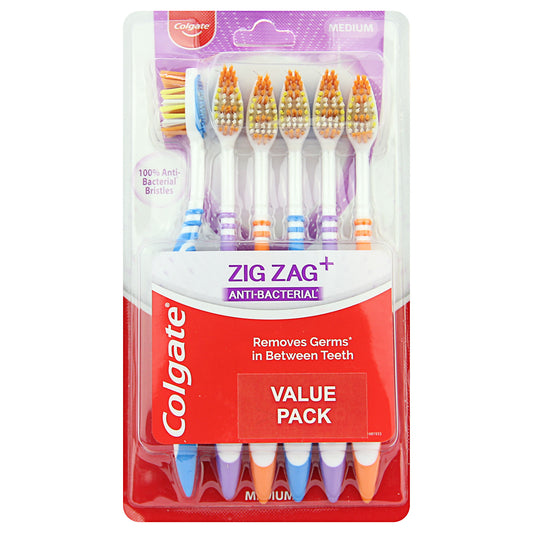 Colgate Zig Zag Toothbrush Medium 6pk