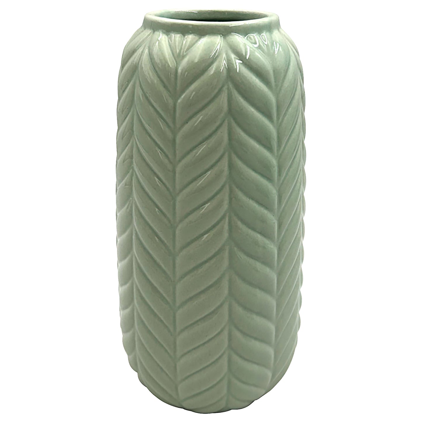 Chevron Pattern Vase 22cm Teal/Green