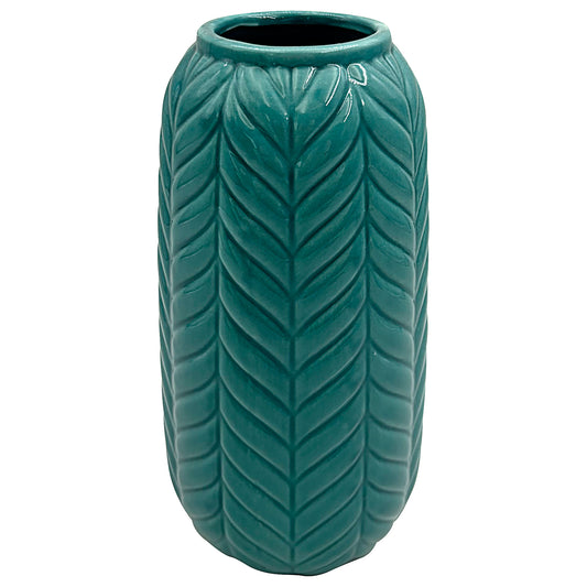 Chevron Pattern Vase 22cm Teal/Green